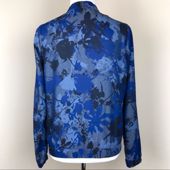 Juicy Couture Blue Floral Jacket Size XS Graphic Zipper Windbreaker Cute Boho - Picture 5 of 9